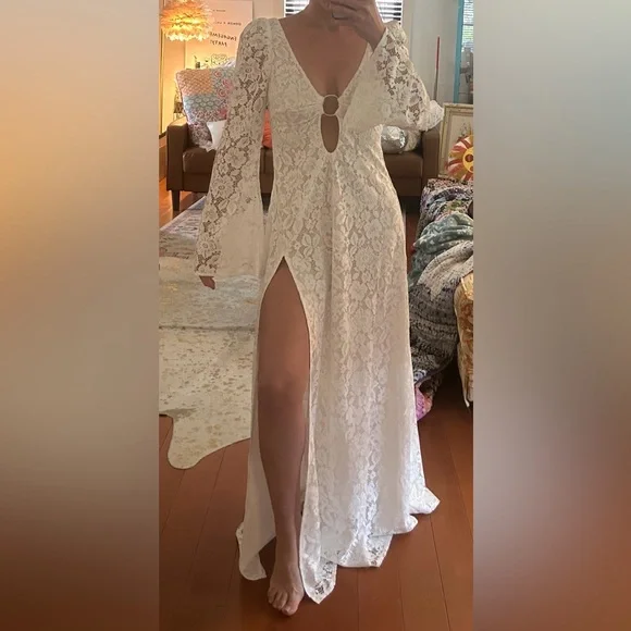 For Love and Lemons Frances Lace Maxi Dress | Small | White Boho Gown - Picture 10 of 11